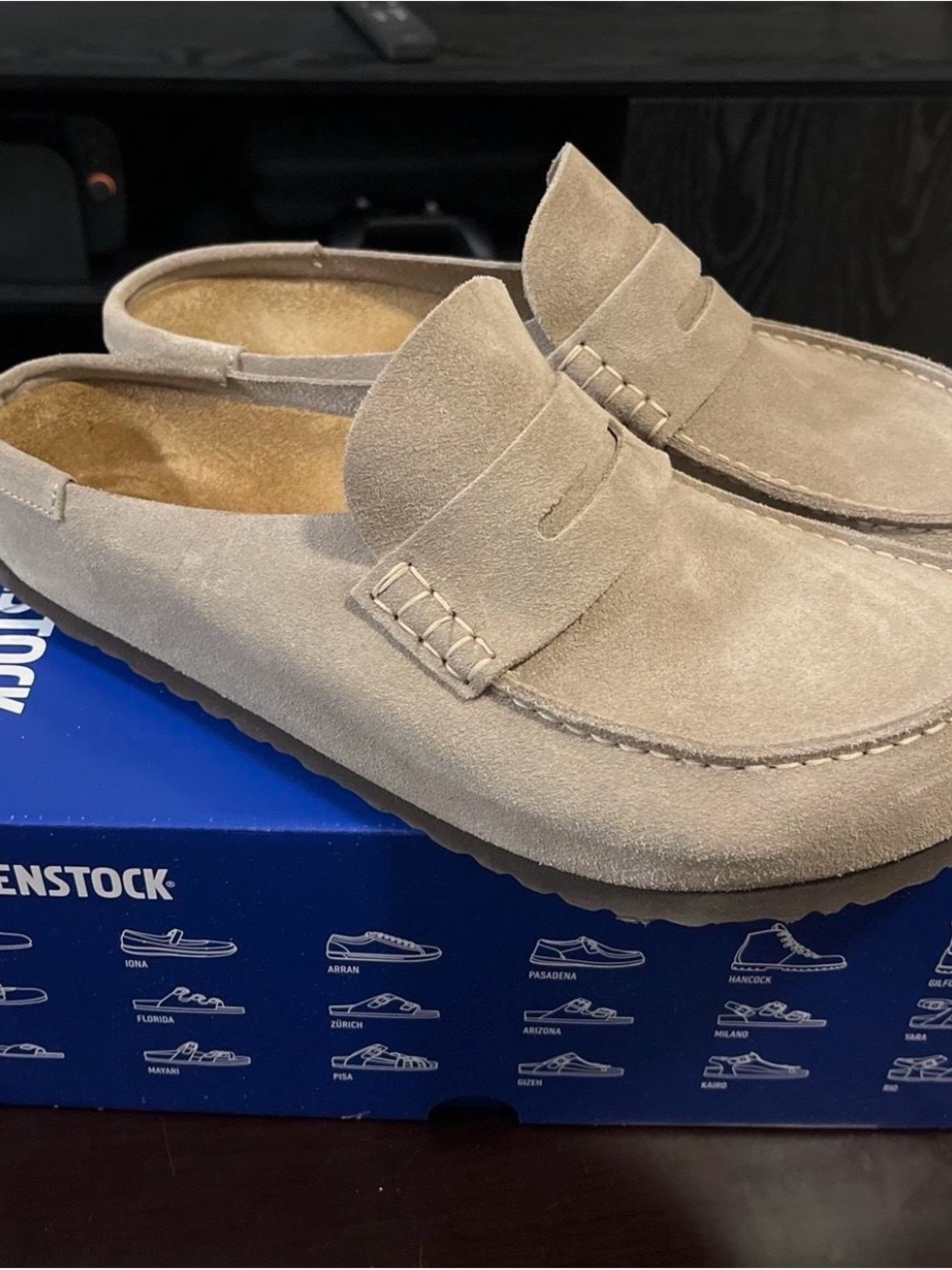 Birkenstock Men’s Suede Slip-On Loafer Mule - Beige